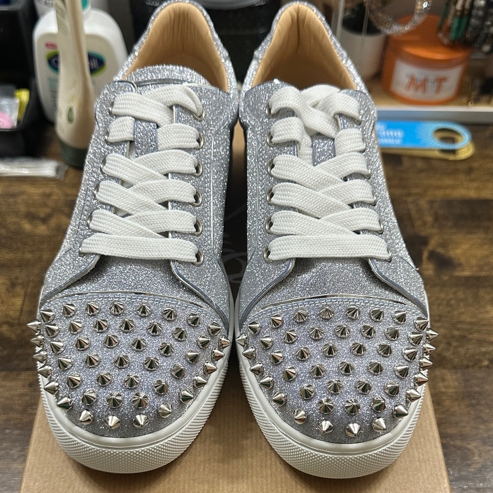 Christian Louboutin Silver Studded Sneakers